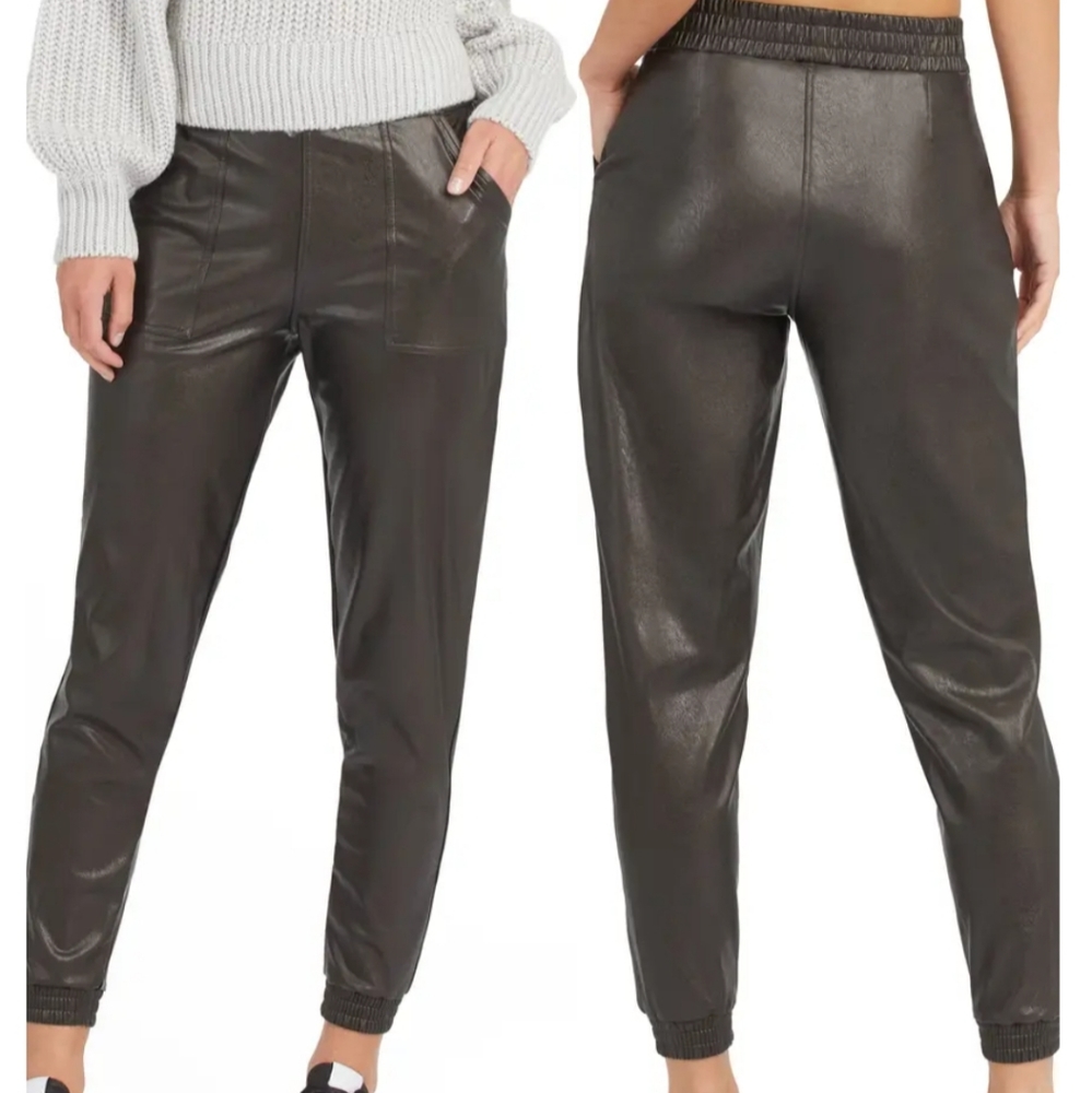 Spanx faux leather jogger pants, black, size XL, NWT